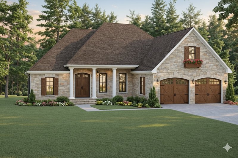 House Blueprint - Craftsman Exterior - Front Elevation Plan #21-581