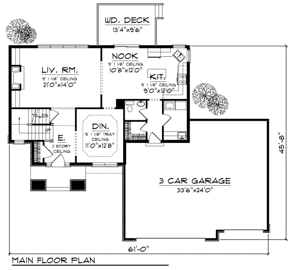 House Blueprint - Traditional Floor Plan - Main Floor Plan #70-684