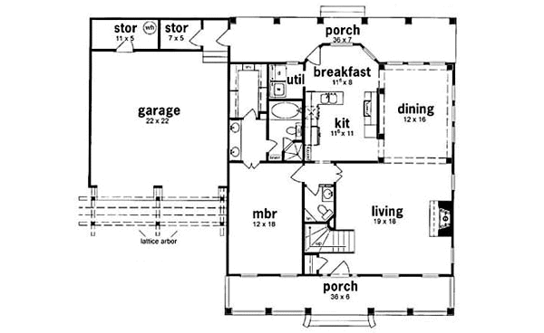 House Plan Design - Country Floor Plan - Main Floor Plan #36-165