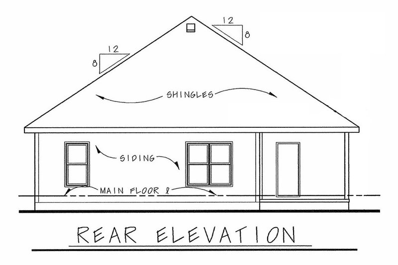 Home Plan - Exterior - Rear Elevation for Modern House Plan #20-2639 - 3 bed, 2 bath