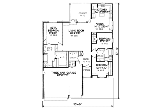 Floor Plan - Main Floor for Traditional House Plan #65-325 - 3 bed, 2 bath
