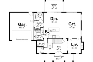 Floor Plan - Main Floor for Colonial House Plan #455-493 - 3 bed, 2.5 bath