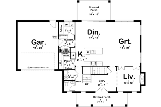 Floor Plan - Main Floor for Colonial House Plan #455-493 - 3 bed, 2.5 bath