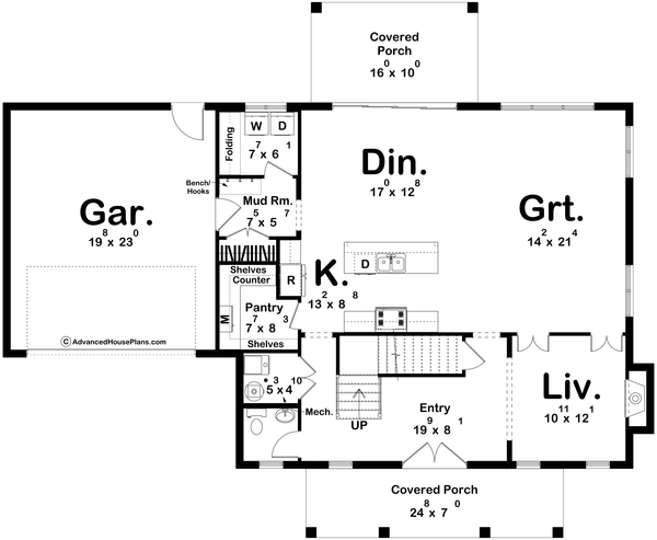 Colonial Floor Plan - Main Floor Plan #455-493