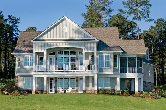 Exterior - Rear Elevation for European House Plan #929-4 - 4 bed, 4 bath