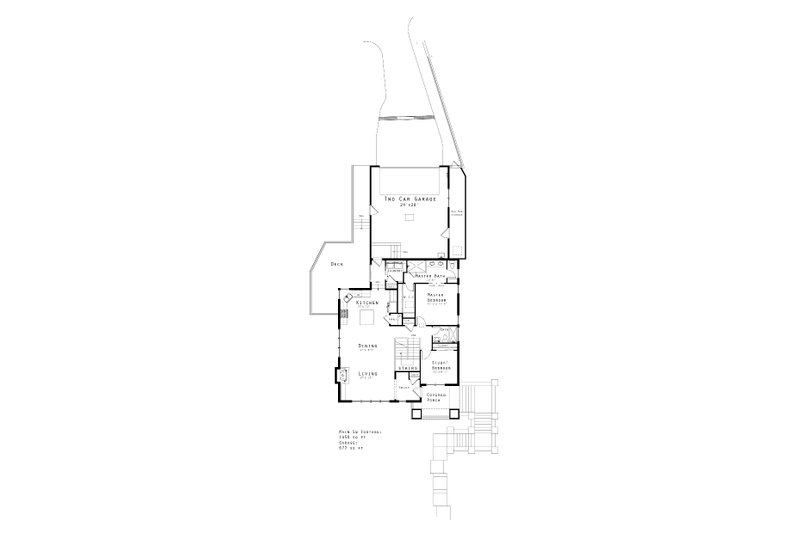 House Blueprint - Floor Plan - Main Floor for Prairie House Plan #434-20 - 4 bed, 3 bath