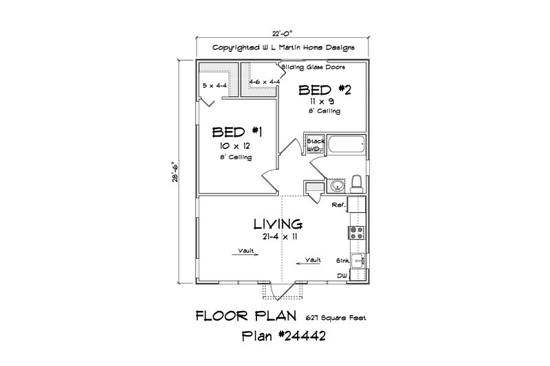 House Design - Floor Plan - Main Floor 1 for Cottage House Plan #513-2235 - 2 bed, 1 bath