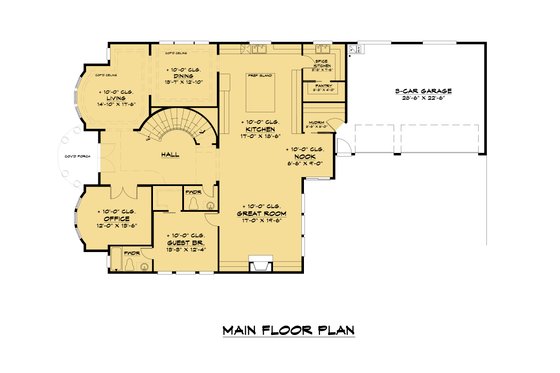 Floor Plan - Main Floor for Mediterranean House Plan #1066-101 - 7 bed, 6.5 bath