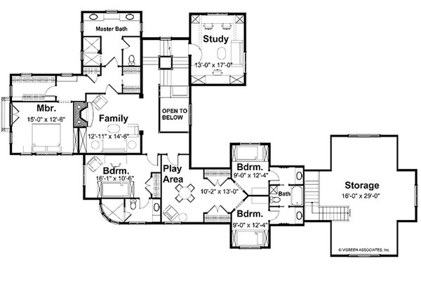 Dream House Plan - Floor Plan - Upper Floor for Farmhouse House Plan #928-416 - 5 bed, 4.5 bath