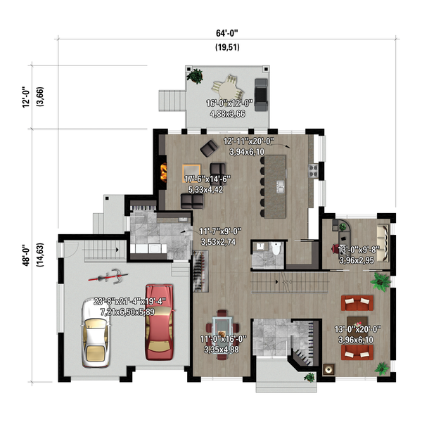 Contemporary Floor Plan - Main Floor Plan #25-4988