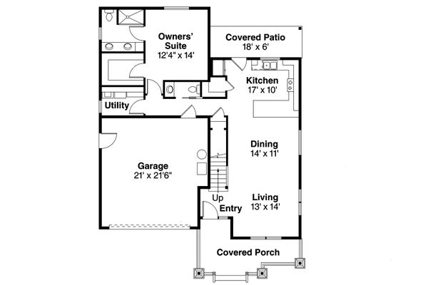 Architectural House Design - Craftsman Floor Plan - Main Floor Plan #124-1210