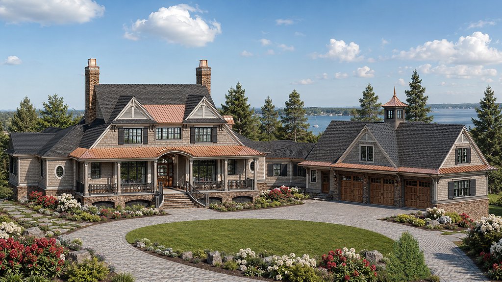 Exterior - Front Elevation 2 for Country House Plan #928-285 - 4 bed, 4.5 bath