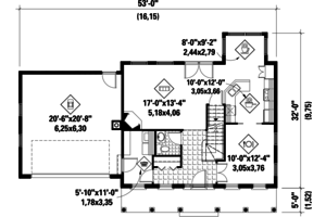 Floor Plan - Main Floor for Colonial House Plan #25-4678 - 3 bed, 2 bath