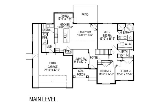 Floor Plan - Main Floor for Craftsman House Plan #920-38 - 5 bed, 3.5 bath