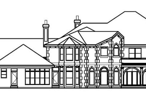 Exterior - Rear Elevation for Southern House Plan #67-126 - 5 bed, 6.5 bath