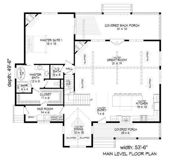 House Blueprint - Traditional Floor Plan - Main Floor Plan #932-513