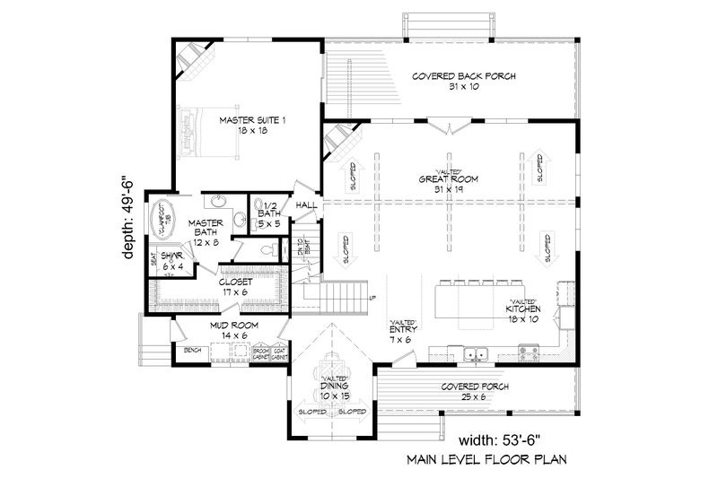 House Blueprint - Floor Plan - Main Floor for Traditional House Plan #932-513 - 3 bed, 2.5 bath