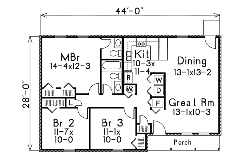 Colonial Style House Plan - 3 Beds 1.5 Baths 1160 Sq/Ft Plan #57-530 ...