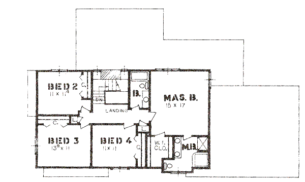 Traditional Floor Plan - Upper Floor Plan #421-122