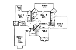Floor Plan - Upper Floor for European House Plan #52-143 - 4 bed, 4.5 bath