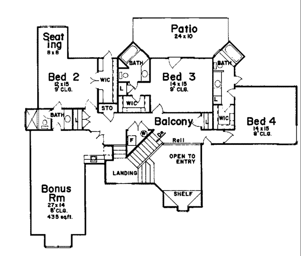 European Floor Plan - Upper Floor Plan #52-143