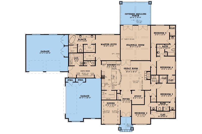 Home Plan - Floor Plan - Main Floor for European House Plan #923-270 - 5 bed, 3.5 bath