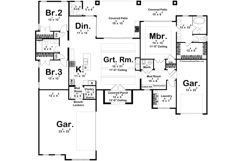 Dream House Plan - Floor Plan - Main Floor for Modern House Plan #455-443 - 3 bed, 2.5 bath