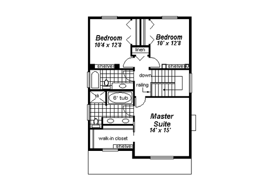 Floor Plan - Upper Floor for Cottage House Plan #18-289 - 3 bed, 3 bath