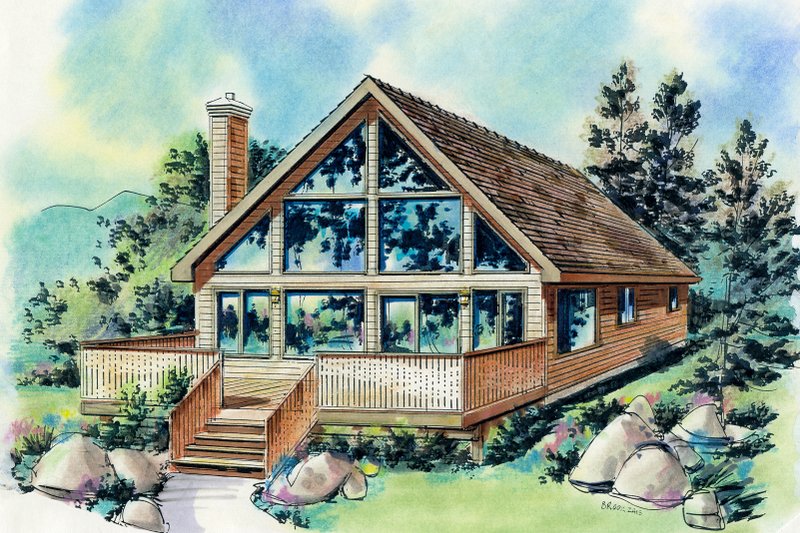 House Blueprint - Cabin Exterior - Front Elevation Plan #18-230