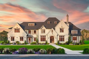 Exterior - Front Elevation for European House Plan #54-696 - 5 bed, 5 bath