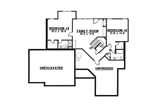 Floor Plan - Lower Floor for European House Plan #67-125 - 3 bed, 4 bath