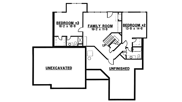 European Floor Plan - Lower Floor Plan #67-125
