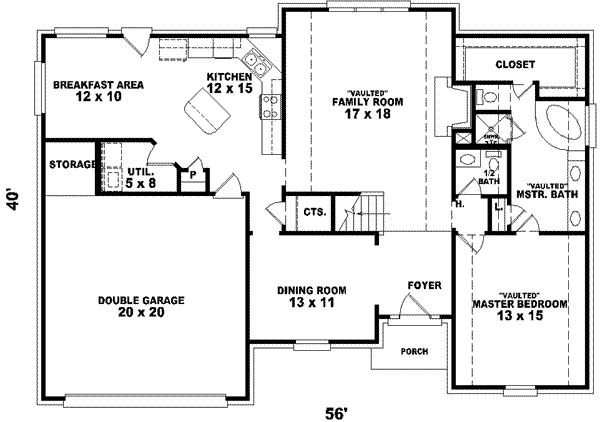 Floor Plan - Main Floor for European House Plan #81-757 - 3 bed, 2.5 bath