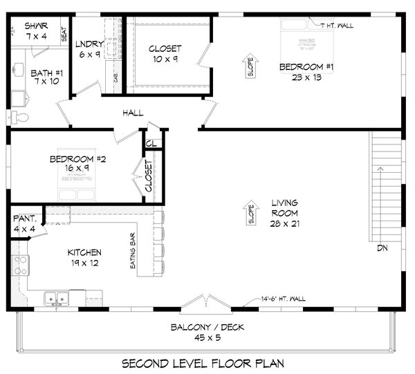 House Blueprint - Modern Floor Plan - Upper Floor Plan #932-649