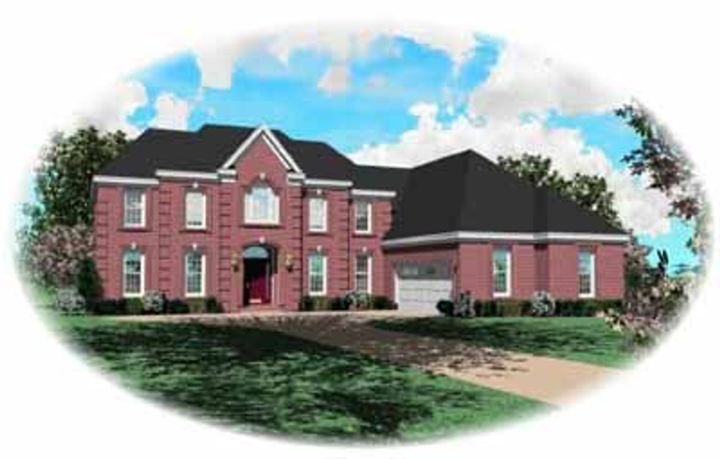 Exterior - Front Elevation 2 for European House Plan #81-319 - 4 bed, 3.5 bath