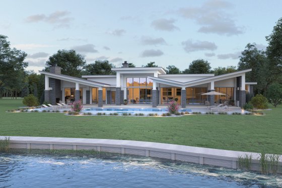 Exterior - Rear Elevation for Contemporary House Plan #930-546 - 3 bed, 3.5 bath