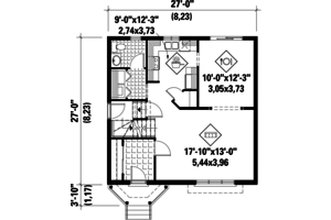 Floor Plan - Main Floor for European House Plan #25-4471 - 3 bed, 1 bath