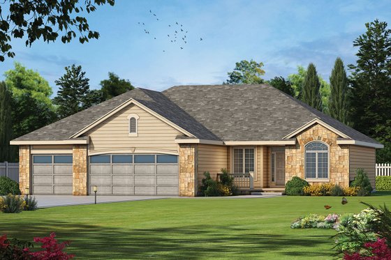 Exterior - Front Elevation 3 for Ranch House Plan #20-2267 - 3 bed, 2 bath