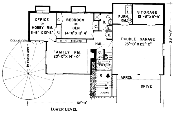 Ranch Floor Plan - Lower Floor Plan #312-559