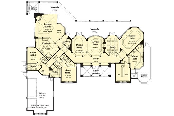 Floor Plan - Main Floor for Mediterranean House Plan #930-192 - 3 bed, 3.5 bath
