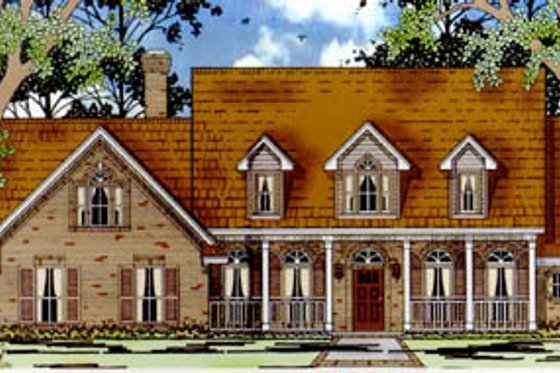 Exterior - Front Elevation for Traditional House Plan #42-259 - 4 bed, 2 bath