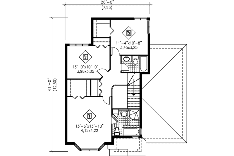 Dream House Plan - Floor Plan - Upper Floor for European House Plan #25-2257 - 3 bed, 2.5 bath