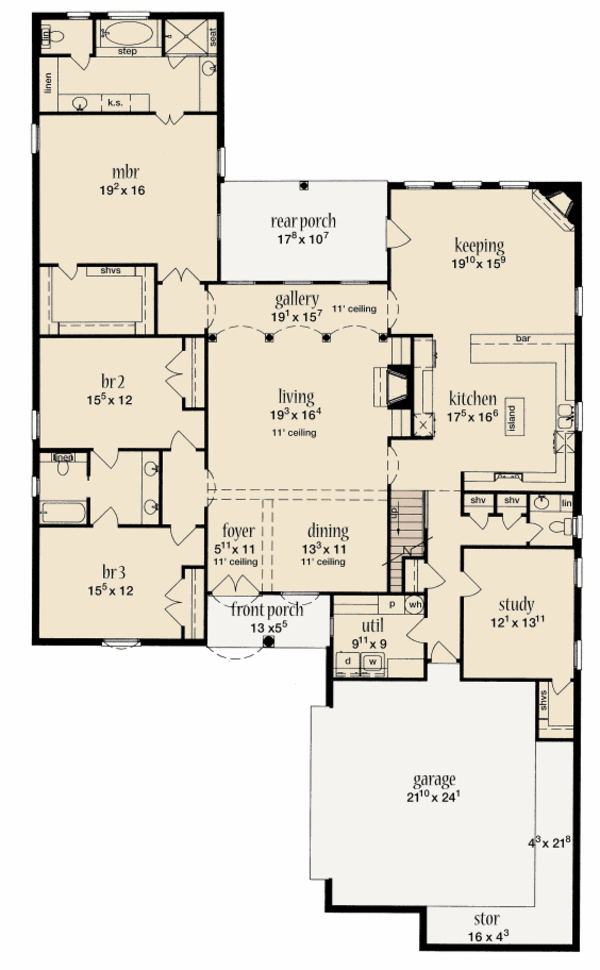 Dream House Plan - European Floor Plan - Main Floor Plan #36-506