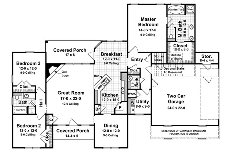 House Blueprint - Floor Plan - Main Floor for European House Plan #21-502 - 3 bed, 2.5 bath