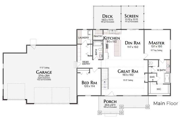 Craftsman Floor Plan - Main Floor Plan #49-290