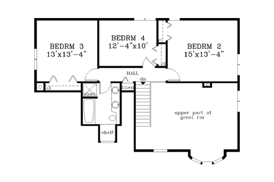 Floor Plan - Upper Floor for Traditional House Plan #3-149 - 4 bed, 2.5 bath
