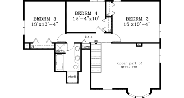 Traditional Floor Plan - Upper Floor Plan #3-149