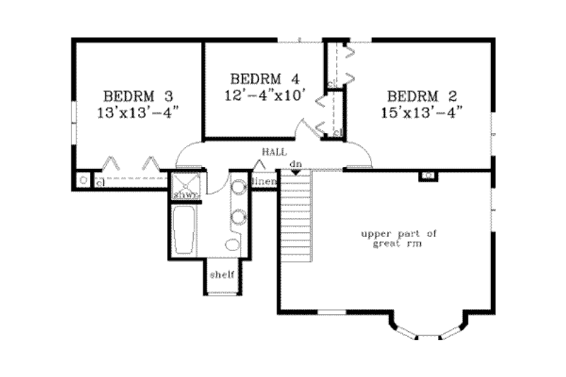 Dream House Plan - Floor Plan - Upper Floor for Traditional House Plan #3-149 - 4 bed, 2.5 bath