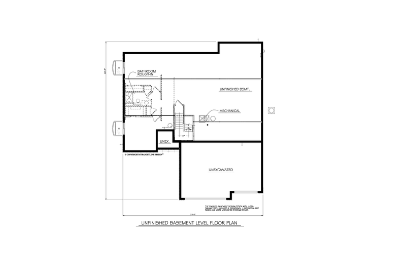 Architectural House Design - Floor Plan - Lower Floor for Ranch House Plan #1122-14 - 3 bed, 2 bath