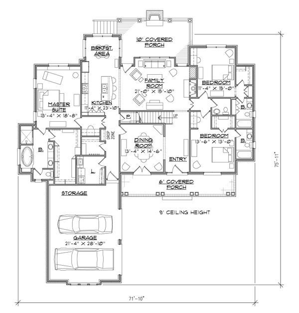 Dream House Plan - Country Floor Plan - Main Floor Plan #1054-28